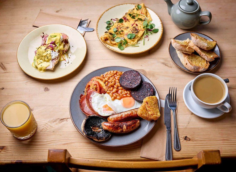 A cooked breakfast table